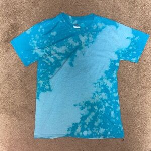 Custom blue and white bleach dyed shirt
